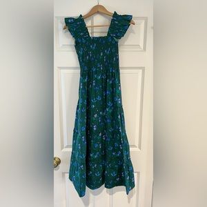 Hill House The Ellie Nap Dress Green Floral Print Size XS